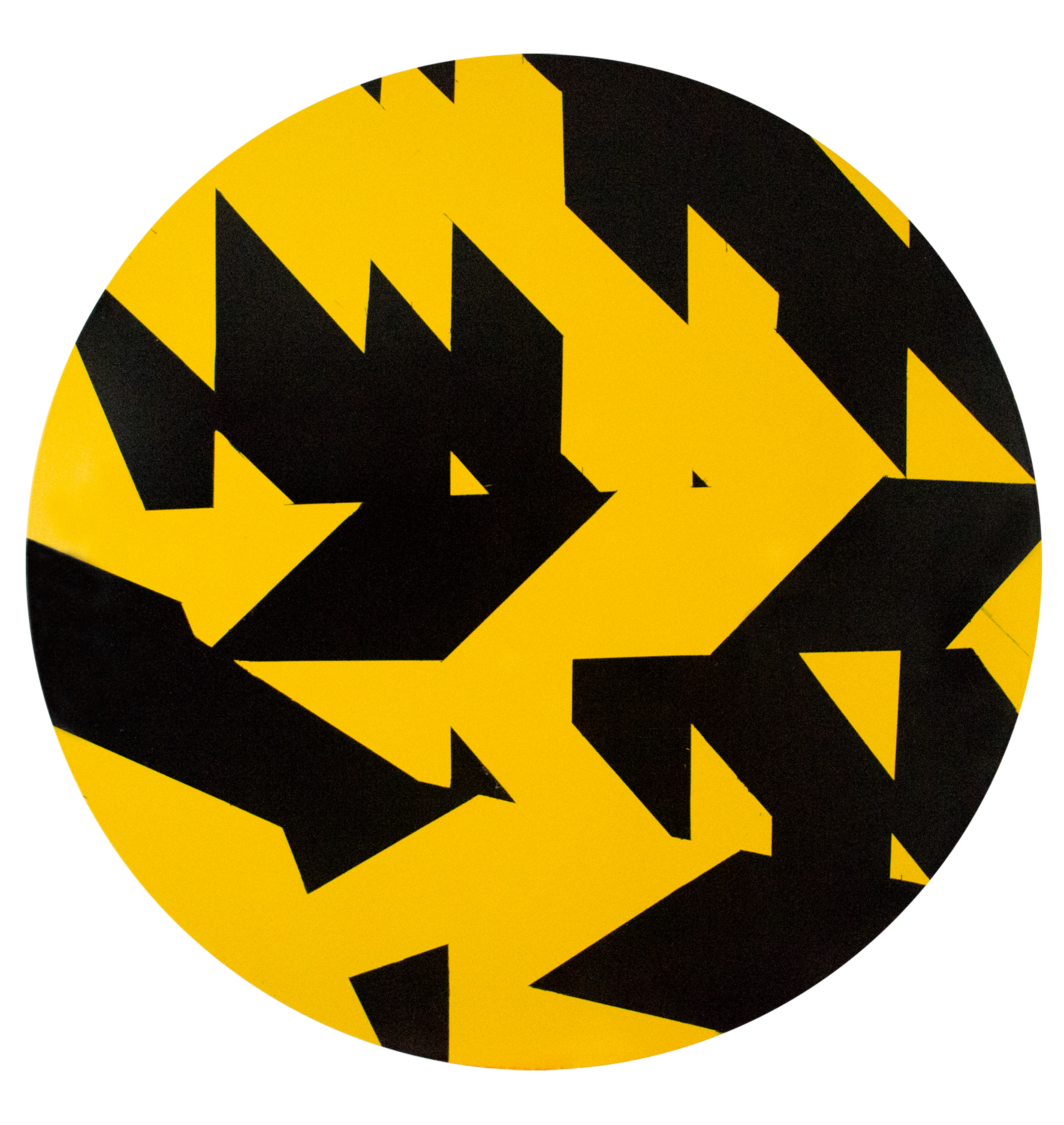002 - Ian Boutell – Composition 1, Hazard tape on board, 20cm x 20cm